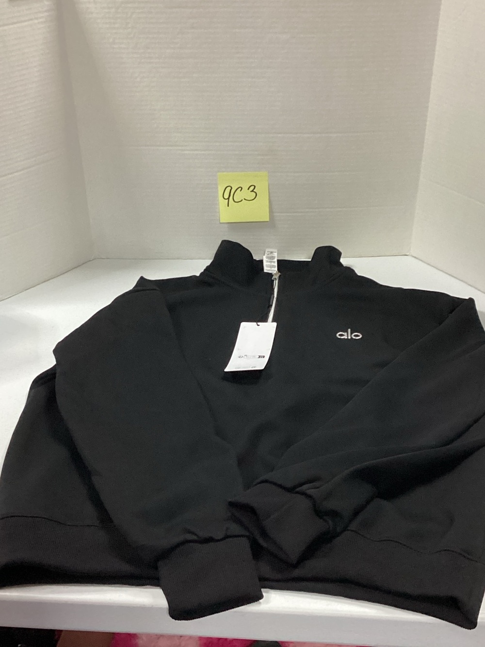 ALO Yoga Men's Black Zip-Neck Pullover Sweatshirt